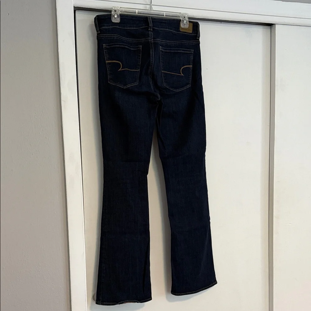 American Eagle Women's Dark Blue High Rise Flare Jeans - Picture 2 of 5